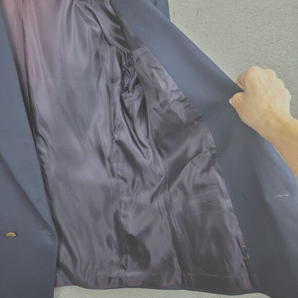 The Villager Blazer Womens 10 Blue Wool Double Breasted Gold Buttons Vintage - Picture 7 of 14